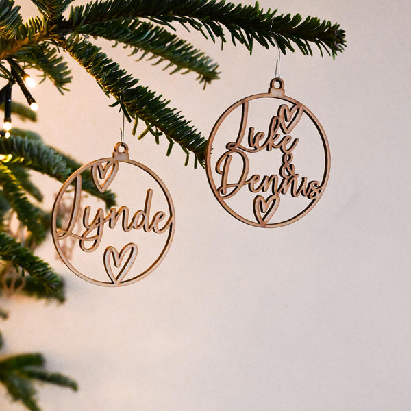 Kerstbal - Eigen naam - Hartjes